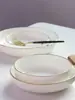 Plato Hondo para el Hogar Plato Redondo para la Cena Plato Plato Cerámico para Sopa Vajilla Simple Creativo Porcelana Ósea Plato para la Cena Plato Hondo