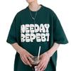 Hong Kong Estilo T-shirt de manga curta Masculino Verão Americano Heavy Loose Trendy Brand Moda Ombro Casais Estudantes do Ensino Médio Homens da moda de manga curta