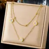 Collar Europeo y Americano Transfronterizo Multielemento Chapado en Oro en Capas, Moderno y Elegante, Estilo Minimalista, Collar de Doble Capa con Forma de Corazón Geométrico Incrustado con Diamantes