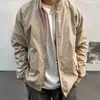Jaqueta Harrington G9 Estilo Americano, Roupa de Trabalho Casual Retrô, Casaco para Primavera e Outono para Homens, Jaqueta Corta-Vento para Motociclista com Gola Alta Cáqui