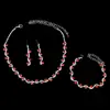 Accesorios de Boda para Novias Europeas y Americanas Moda Estilo Coreano Accesorios para Novias Juego de Tres Piezas de Collar, Aretes y Pulsera de Diamante Plateado