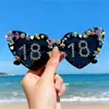 Gafas de Fiesta de Cumpleaños Transfronterizas Nuevas 2025 Moda Incrustaciones de Diamantes Perla Digital Corazón Hombres y Mujeres Decorativas Fotográficas Gafas de Sol