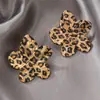 Ez5754 Brincos Europeus e Americanos com Estampa de Leopardo Transfronteiriços para Mulheres, Brincos Florais Elegantes e de Alto Padrão para Mulheres