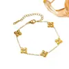 Pulsera de Trébol de Cuatro Hojas con Microincrustaciones de Pedrería Nueva y Exquisita Diseño Sencillo de Nicho Moda Pulsera de Flores Venta al por Mayor