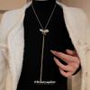 Suéter collar de diseño simple para mujer, collar largo de alto sentido, cadena doble de suéter de temperamento nicho, joyería al por mayor