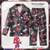 Pijamas de primavera y otoño para niños, ropa de casa para niños de manga larga con solapa suelta, pijamas para niñas, ropa de aire acondicionado para niños medianos y grandes