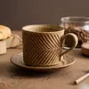 Taza de Café Mimosa Vintage de Fábrica Cerámica Media Antigua Alto Valor de Color Taza Taza Juego de Té de la Tarde Taza Platillo Traje