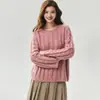 Suéter de cachemira suave y cómodo para mujer con cuello redondo, tejido de ochos holgado otoño/invierno 2026, estilo nuevo, corte relajado