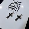 Pendientes de Hojalata Líquida Negra con Cruz Estilo Minimalista Europeo y Americano Tachuelas Clips para Orejas Pendientes Únicos de Hip-Hop para Mujeres de Moda