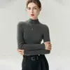 Suéter de Cachemira Baicaierong 2026 Otoño/Invierno para Mujer con Cuello Semi Alto, Diseño Versátil, Tejido de Lana, Corte Ajustado