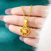 Collar de Oro de Arena Vietnamita para Mujer Imitación Oro Trébol de Cuatro Hojas Gato Giratorio Ojo de Gato Colgante Lujo Ligero Duradero Joyería Chapada en Oro de Cobre