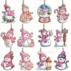 Árvore de Natal Transfronteiriça Rosa Decorações de Boneco de Neve de Madeira Penduradas Suprimentos de Decoração Pendurada para Festa em Casa na Temporada de Feriados