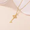 La Cadena para Clavícula Versátil Más Vendida de Amazon para Mujer, Color Dorado, No se Desvanece, Collar con Llave Estilo Antiguo, Collar con Cruz, Transfronterizo