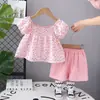 Traje de verano para niñas 2025 nuevo estilo bebé verano niños ocio completo estampado pequeño floral dos piezas moda