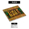 Porta-copos Especial Cerâmica Tiki Bar Vintage Absorvente Bambu Trançado Tronco Natural Base de Bambu