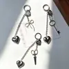Ins Subcultura Y2K Tijeras de Corazón Plateadas Lazo Bolso de Nicho Colgante Llavero para Teléfono del Coche