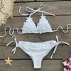 Bikini Sexy de Color Sólido 2026 Nuevo Estilo Traje de Baño de Dos Piezas para Mujer Comercio Transfronterizo Estilo Europeo y Americano con Atar Bikini Fresco