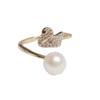 Anillo de moda popular de Corea del Sur, simple, de perla, cisne, full diamond, red abierta, rojo ins, ajustable
