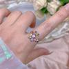 Anillo giratorio con flor de circón, anillo superbrillante, diseño de nicho abierto que conserva el color, joyería de moda para mujer.