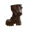 Dr de Suela Gruesa Marrón. Botas Martens Mujer 2026 Nuevas Otoño/Invierno Botas Retro Merade de Media Caña
