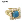 MPR077 anillo de fiesta para mujer, clásico, de color, con incrustaciones de amatista, malaquita, perla artificial, joyería