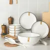 Cuencos Domésticos de Color Bajo Esmalte, Antideslizantes, Vajilla Cerámica de Lujo Ligero, Juego de Cuencos y Platos, Bol para Arroz, Plato, Bol para Fideos, Plato para Pescado, Regalo al por Mayor