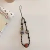 Corrente para Celular Pingente Estampa de Leopardo Ins Retro Acessórios Câmera CCD Lanyard com Contas para Câmera Portátil