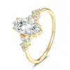 Anillo de plata S925 nuevo producto corte marquise, moda europea y americana más vendido, anillo de compromiso de boda de moissanita incrustada de dos quilates para Instagram