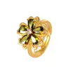 Nuevo Anillo de Diamante con Disco de Flor de Cinco Pétalos Multicolor, Mismo Estilo que la Celebridad de Internet, Lujo Ligero Transfronterizo, Gama Alta, Exquisito, Moderno, para el Día a Día y Versátil