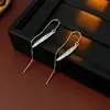 Pendientes de Borla con Cadena de Circonita Aguja de Plata Estilo Nicho Pendientes de Alta Gama Moda Versátil Pendientes Minimalistas Mayoreo