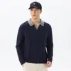 Suéter de punto texturizado con cuello y mangas largas para hombre, adecuado para primavera, otoño e invierno, estilo retro japonés, moderno color-blocking, suéter pullover holgado