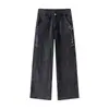 Calça jeans vintage lavada estilo americano para rua, coleção de outono masculina, calça de corte reto larga da moda, calça de trabalho lenhador