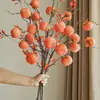 Simulación de Rama de Fruta de Caqui Adornos de Flores Artificiales Adornos Decorativos para Sala de Estar Arreglo floral Ramo de flores De pie Flores secas Decoración Suave para el Hogar