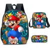 Mochila de Liberación Rápida Transfronteriza de Dibujos Animados de Mario para Estudiantes de Primaria y Secundaria Bolsa Escolar de Tres Piezas Mochila Bolso de Hombro Estuche para Lápices Venta al por Mayor