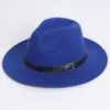 Venta al por mayor de fábrica Sombreros de copa plana para Amazon, Sombreros de fieltro de color liso, Sombreros de jazz retro británicos, Sombreros de ala plana unisex para caballero