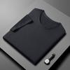 Camiseta de manga corta de seda helada de estilo coreano de verano para hombre, cuello redondo, fina, patrón oscuro, media manga, top informal para jóvenes de mediana edad