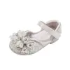 Zapatos de cristal para niñas 2026 primavera y otoño zapatos de cuero de princesa con pedrería zapatos planos de mariposa flor de hadita sandalias para bebé niña niños grandes
