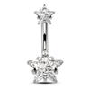 Al por mayor en stock transfronterizo anillo para ombligo de doble cabeza redondo de cuatro garras con diamante acero inoxidable corazón estrella de cinco puntas Uñas para ombligo europeas y americanas
