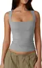 2025 Roupas Europeias e Americanas Amazon Estilo de Rua Sexy Fashion Gola Quadrada Básica Slim Sem Mangas Colete Blusa Feminina para Usar por Baixo