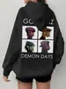 Sudadera con Estampado de Personajes de Cuatro Paneles, Diseño Minimalista de Moda, Cárdigan Chaqueta Holgado Casual