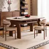 Mesa de Comedor de Pizarra Estilo Medieval Arco del Triunfo para Apartamentos Pequeños, Mesa de Comedor Cuadrada y Redonda Extensible de Doble Propósito y Juego de Sillas