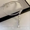 ¡Vamos a cenar juntos~! Collar con Borlas Super Brillantes de Diamante Completo Cadena para el Pecho de Lujo Accesible para Mujer Diseño de Nicho Cadena para la Clavícula Elegante