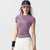 Nuevo Conjunto de Verano para Mujer de Manga Corta para Fitness, Delgado, Alta Elasticidad, Secado Rápido, Traje de Entrenamiento de Pilates, Camiseta de Yoga, Top Deportivo