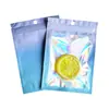 Saco Ziplock Janela Gradiente a Laser Saco Osso Arco-Íris Selo Fantasia Saco Plástico Saco Holográfico Saco para Embalagem de Joias com Glitter