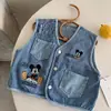 Colete Jeans Infantil 2026 Outono Novo Colete Sem Mangas Bordado de Desenho Animado para Crianças