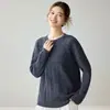 Suéter de Punto de Cachemira con Temperamento de Lujo Ligero para Mujer, Holgado, Cuello Redondo, Nuevo Estilo 2026, Color Sólido, Tejido Cálido