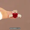 Pinza Pequeña para el Cabello con Lazo Flocado Rojo de Alta Gama para Mujer Clip de Princesa para Otoño/Invierno Clip Lateral Nuevo Clip para Flequillo