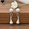 Pendientes Geométricos de Perla de Plata de Ley S925 Transfronterizos para Mujer, Pendientes de Moda de Gama Alta con Incrustaciones de Circonia, Accesorios de Oreja de Moda Personalizados