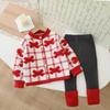 Suéter de Niña Cardigan de Punto Cuadros con Lazo Otoño e Invierno 2025 Nuevo Estilo Infantil Tejido Dulce y Elegante Chaqueta Versátil Set