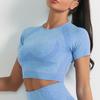 Tops de Yoga Deportivos Europeos y Americanos, de Manga Corta, Alta Elasticidad, Ajustados, Ropa de Fitness Yoga, Ropa Deportiva de Secado Rápido para Correr, Ropa Deportiva